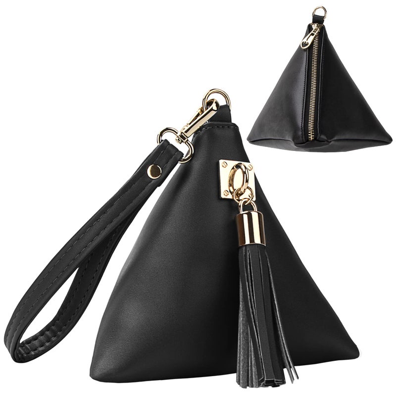 PG6 Women Synthetic Leather Clutch Wallet Triangle Wristlet Purse with Wrist Strap - Image 1